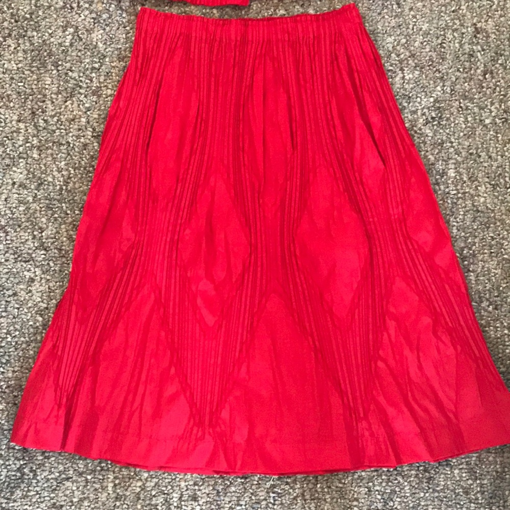 ISSEY MIYAKE red pleated silk skirt